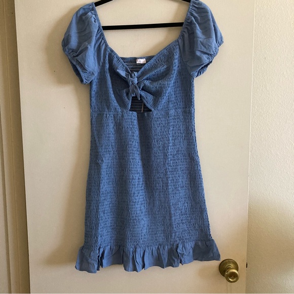 Blush Smocked Tie Knot Mini Dress | NWT - Picture 4 of 11